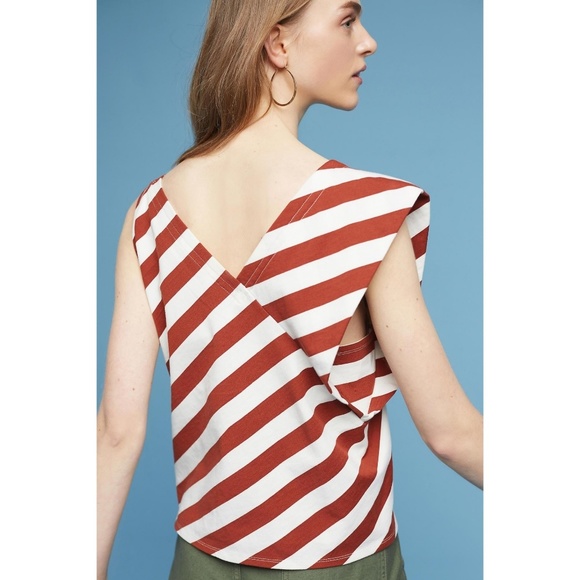 9-H15 STCL Anthropologie Dulcina Brown Stripe Tank - Picture 3 of 7